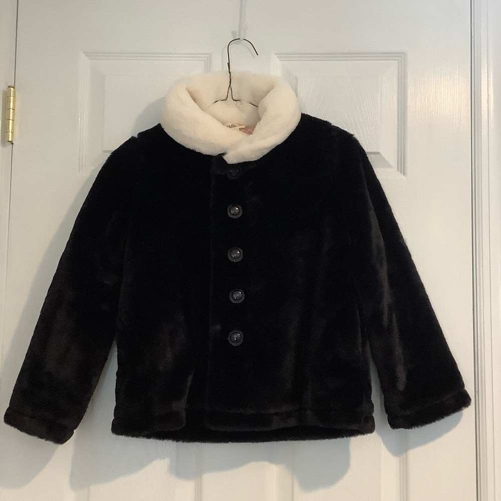 MATILDA JANE Girls Dressy Fancy Formal Black/White Faux Fur Fall Jacket Coat 8